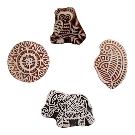 Set of 4 Piece New Mix Wooden Printing Block